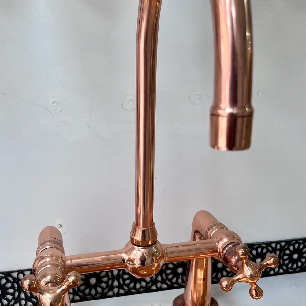 Unlacquered Brass Kitchen Faucet - Solid Brass Kitchen Sink Faucet - Kitchen Fau - Picture 2 of 4